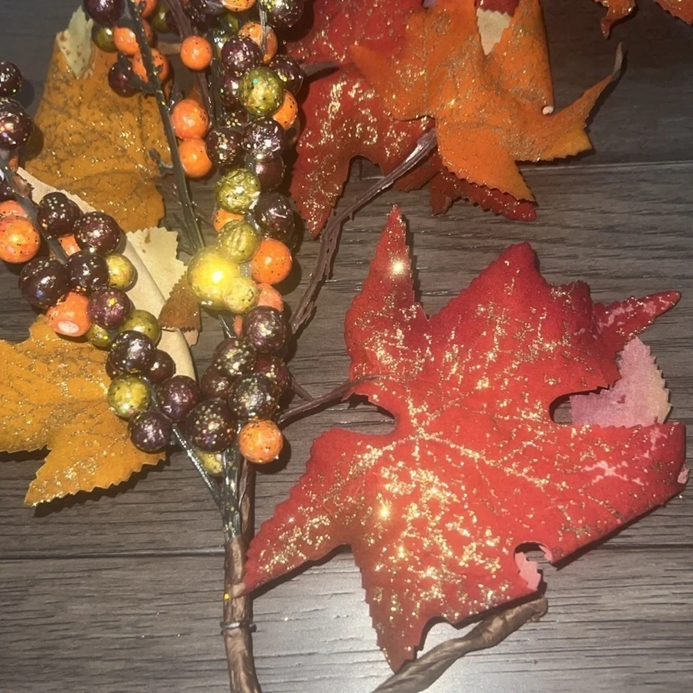 Fall garland with glitter berries and leaves